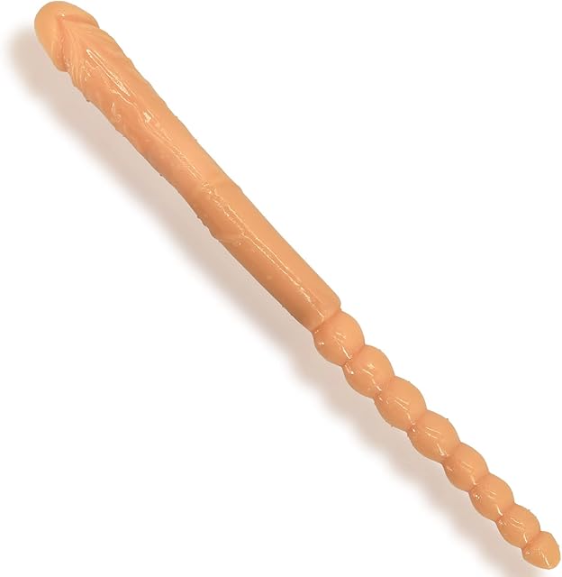 Double Ended Dildo 18.89 inch Dong Anal Beads with Veins and Glans for Anal Vagina Stimulation Double Side Penis Cock Massager Sex Toy for Lesbian Men Women Flesh TJIJP