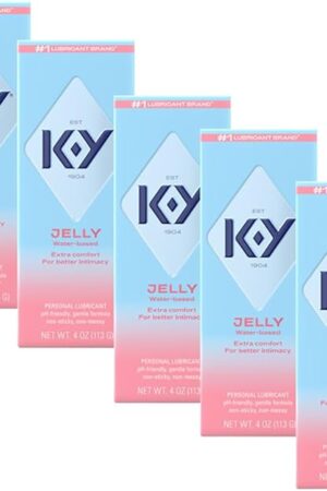 K-Y Jelly Classic Water-Based Body Friendly Formula 4 Fl Oz Personal Lubricant for Wetter Sex for Men, Women and Couples & Safe to Use with Latex Condoms (5 Pack)