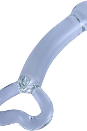 7 1/2" Clear Glass Dildo with Heart Handle