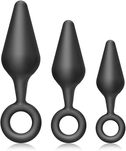 FST Silicone Anal Plug Set 3 Pcs Beginner Butt Plug with Safety O-Ring Base for Anal Training and Stimulation Adult Sex Toys for Men Women Couples