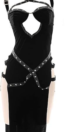 Anime Lingerie Sexy Devil Cosplay Costume Naughty Witch Cheongsam Punk Rivets High Slit Dress Assassin Roleplay Outfit