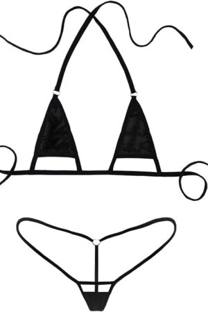 Women's Cut Out Mini Bikini Strappy 2 Piece Lingerie Set