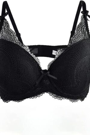 Bra and Panty Sets Black Bra and Underwear Sets for Women Padded Underwire Bra 36B