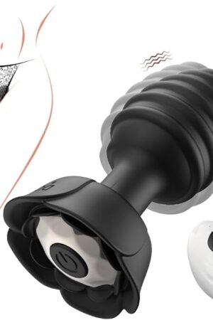 Anal Plug Rose Sex Toys Vibrator- TRACROD Silicone Anal Toys Butt Plug Training with Remote Control 10 Frequency Vibration, Vibrating Anal Plug and Prostate Massager, Adult Sex Toys and Games (Black)
