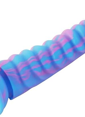 FREDORCH Realistic Silicone Dildo for Sex Machine Vac-U-Lock with Quick Air Connector Device User (Blue, 21.8cm/8.58nch)