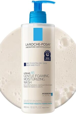 La Roche-Posay Lipikar AP+ Gentle Foaming Moisturizing Wash, Shea Butter + Niacinamide + Glycerin, Moisturizing Body Wash For Dry Skin, National Eczema Association Accepted, Soap Free