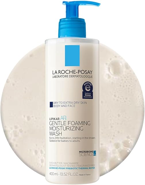 La Roche-Posay Lipikar AP+ Gentle Foaming Moisturizing Wash, Shea Butter + Niacinamide + Glycerin, Moisturizing Body Wash For Dry Skin, National Eczema Association Accepted, Soap Free