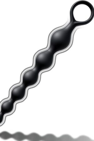 Anal Beads, Silicone Flexible Anal Chain Butt Plug with 7 Gradual Balls and Pull Loop Prostate Massager G-spot Stimulator TJIJP Anal Training Sex Toy for Beginner 8.23 inch, Black