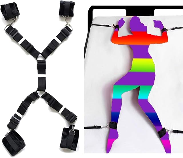 Bed Restraints King Size Mattress Bed Straps for Adult Play Spreader Bars Women Sex Tie Downs Under Mattress for King Bed Restraint Kit for Couples Queen Size Bed Ankle and Wrist Handcuff Toys Sweater