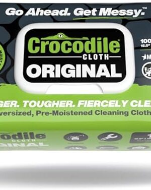 Crocodile Cloth Original Cleaning Wipes ? 100 (15? x 10?) Hand & Tool Industrial Cleaning Wipes ? Large Multi-Surface Cleaning Cloths, Water-Based Solution with Extreme Cleaning Power ? Safe on Skin