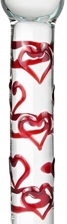 Crystal Glass Dildo Penis G-spot Stimulation, Anal Plug Butt Plug Masturbation Stimulator Sex Toys with Red Heart Pattern Pleasure Wand Dildo Penis Sex Toys for Women Men Couple