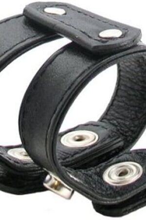Heart 2 Heart Cock Ring Double Leather + Leather, Black