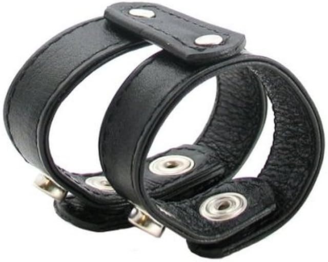 Heart 2 Heart Cock Ring Double Leather + Leather, Black