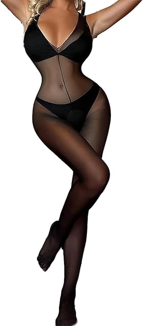 Bodysuit Full Body Stockings for Women Halter Neck Bodystockings Nylon One Piece Bodysuit Tights