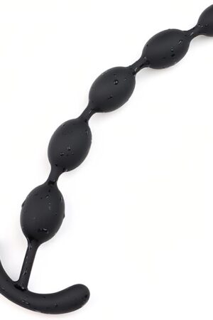 Black Anal Beads Butt Plug Anal Stimulation Massage Adult Sex Toys with Safety Base, 5 Silicone Beads Anal Plug Adult Pleasure Toys for Beginners and Advanced Players