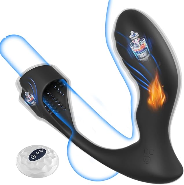 Blended Climax Prostate Massager Penis Vibrator Male Adult Sex Toys for Men, Remote Control Vibrating Anal Dildo Butt Plug Vibrator Trainer Sex Toy for Men, Anal Dildos Vibrators Plugs with Cock Ring
