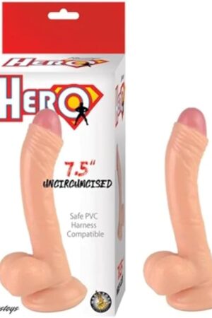 Hero 7.5 inches Uncircumcised Dildo - Beige/Vanilla