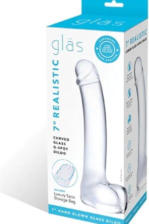 Hustler 7" Realistic Curved Glass G-spot Dildo, 1 Count