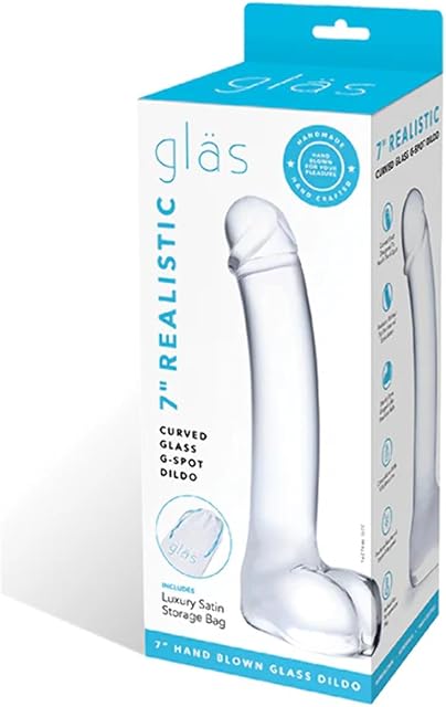 Hustler 7" Realistic Curved Glass G-spot Dildo, 1 Count