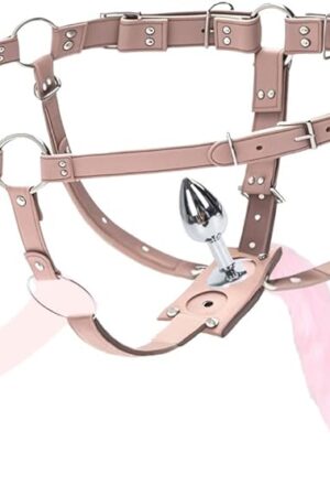 Double Penetration Strap-On Harness with Butt Plug ? Adjustable Dildo Underwear for Women & Couples ? BDSM Bondage Strap with O-Rings ? Fetish Roleplay Sex Toy