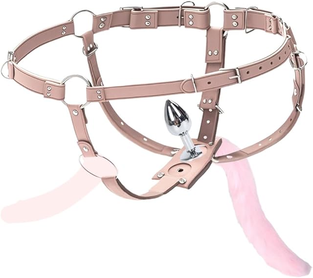Double Penetration Strap-On Harness with Butt Plug ? Adjustable Dildo Underwear for Women & Couples ? BDSM Bondage Strap with O-Rings ? Fetish Roleplay Sex Toy