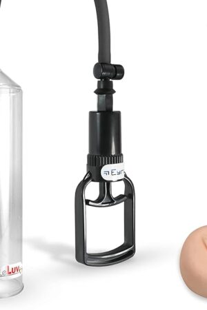 Bundle of 2 Items: LeLuv EasyOp Vacuum Pump 2.25 Inch x 9 Inch Cylinder | TGrip Handle Premium Smooth Silicone Hose with Realistic Vagina Donut