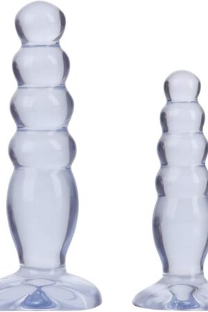 Doc Johnson Crystal Jellies - Anal Delight Trainer Kit - Small-Large - Suction Cup Base - Clear