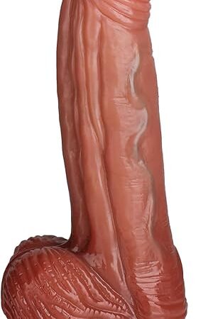 8 Inch Huge Thick Dildo Realistic Dildo with Strong Suction Cup, Dual Density Silicone Flexible Curved Shaft & Balls for G-Spot Stimulation, Hands-Free Vaginal & Anal play, Adult Sex Toy for Men Women