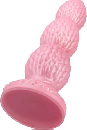 Anal Beads G-spot Dildo with Suction Cup - Pink Silicone Butt Plug Dilator with Dragon Scale - 11.02 x 3.18 inch Prostate Sex Toy for Women Men Masturbation