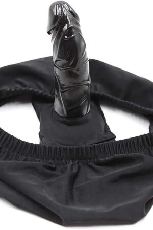 Chastity Belt Strap-On Dildo Pants Underpants with a Removable 13cm Silicone Dildo for Men Women Lesbian Couples Black