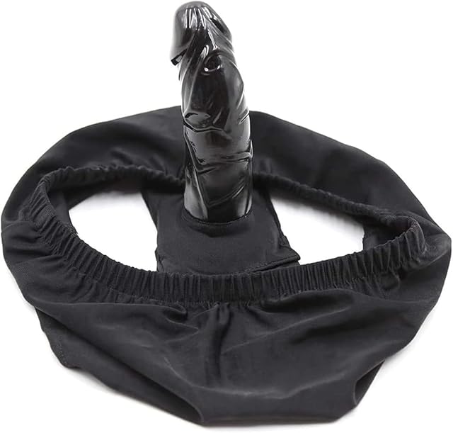 Chastity Belt Strap-On Dildo Pants Underpants with a Removable 13cm Silicone Dildo for Men Women Lesbian Couples Black