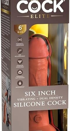 King Cock Elite 6" Vibrating Silicone Dual Density Cock - Tan