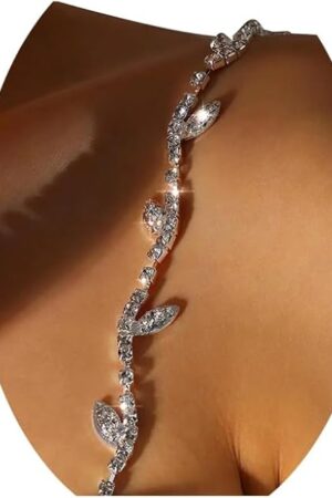 1Pair Sexy Full Rhinestone Shoulder Strap Chain Festival Party Bridal Wedding Rhinestone Lingerie Strap Shoulder Chain Crystal Underwear Chain Body Accessories Jewelry for Women Dress