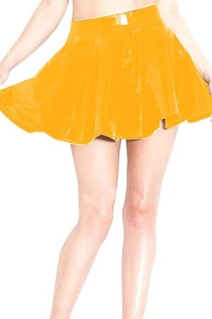 Gothic PVC A-line Mini Skirt Ladies Sexy High Street Umbrella Skirt