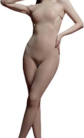 Women's Oil Shiny Bodystocking Neckband Backless Body Stockings Glossy Sleeveless Body Stocking