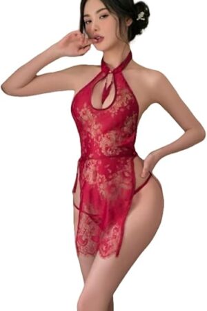 Women's Sexy Cheongsam Lingerie Costume Anime Babydoll Suit Chinese Style Lace Qipao Dress