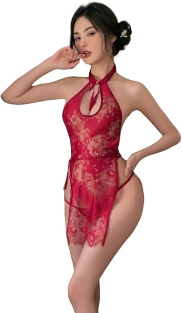 Women's Sexy Cheongsam Lingerie Costume Anime Babydoll Suit Chinese Style Lace Qipao Dress