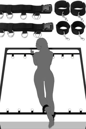 BDSM Bondage Kit Adult Restraints Sex Toys, Neck to Wrist Adjustable Bondage Gear & Accessories, Behind Back Handcuffs Collar with Blindfold Bed Straps Restraints Sex Ropes Sweater L6