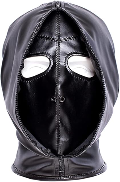 Full Face Double Layer Headgear - Zipper Restraint Head Hood Leather Bondage Masks BDSM Fetish Breathable Hood