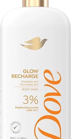 Dove Serum Body Wash Glow Recharge illuminates & Exfoliates skin with brightening Vitamin C Serum 18.5 Fl Oz