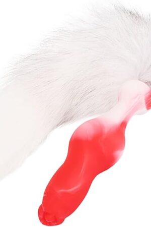 7.28" Anal Plug with Fox Tail Butt Plugs, Soft Silicone Anal Sex Toys for Women Men Adult in Red&Black, Perfect Anal Training Tool for Beginners & Experienced Sex Player
