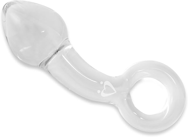 LeLuv Small Clear Glass Anal Prostate Massager Butt Plug Beginner Male Toy with Premium Padded Pouch