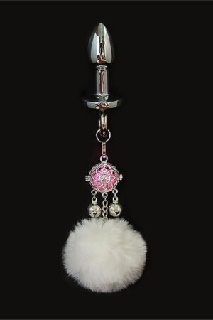 Wearable Tail Anal Plug Cute Plush Ball with Lamp, Cosplay Game Accessorie Luminous Anal Plug Sex Toy with Bell(Pink,Mini)