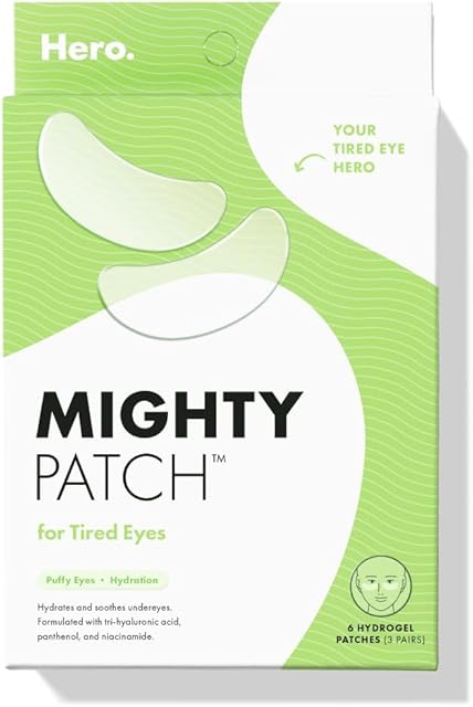 HERO COSMETICS Mighty Patch? for Tired Eyes Patches - Soothing Hydrogel Patches - Awakens and Visibly De-puffs Undereyes with Multiple Applications (6 Count)