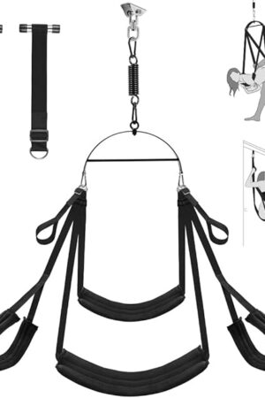 Enhanced Sex Swing 360 Degree Spinning Adult Sex Swing 2 in 1 Erotic Sex Toy Bondage Restraints BDSM Adjustable Straps with Premium Paint Stand and Widened Thick Comfortable Swing for Couples
