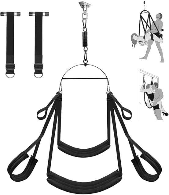 Enhanced Sex Swing 360 Degree Spinning Adult Sex Swing 2 in 1 Erotic Sex Toy Bondage Restraints BDSM Adjustable Straps with Premium Paint Stand and Widened Thick Comfortable Swing for Couples