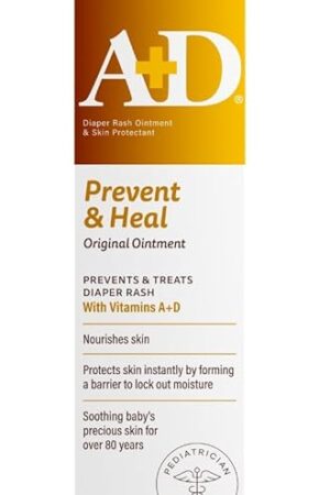A+D Original Diaper Rash Ointment Prevents & Treats Diaper Rash, Moisturizing Skin Protectant with Vitamins A & D, Healing Skin Ointment for Dry and Cracked Skin 4oz