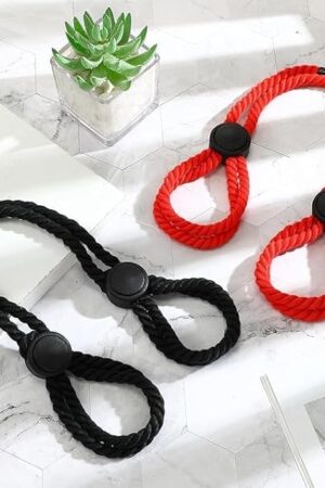 2Pack Black & Red Sex Bondage BDSM Rope Kit Handcuffs Sex Bed Set Adults Couples Bondage Gear & Accessories for Women Men Sweater Yoga A08g