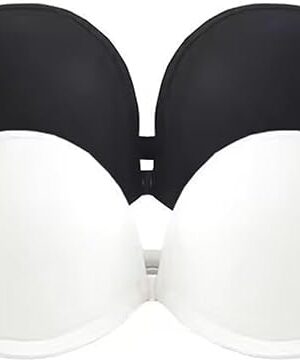 2PCS Front Closure Strapless Bra Supportive Push Up Bra Bandeau Tube Top Women Wedding Dress Full Coverage Lingerie