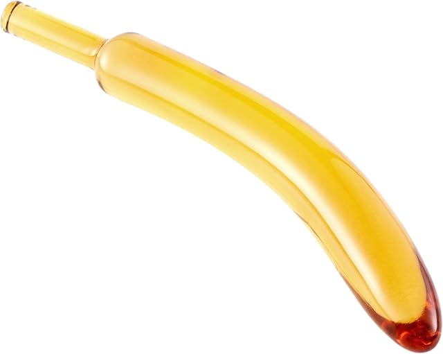 Glass Anal Plug Crystal Dildo Wand Penis Anal Play Stimulator Vaginal Massager G-spot Vegetable & Fruit Shape Adult Sex Toy, Yellow-Banana, 709 * 11"